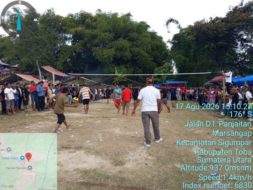 Pertandingan Final Volly Desa Silaen vs Desa Lumban Dolok dalam rangka HUT RI ke-81.